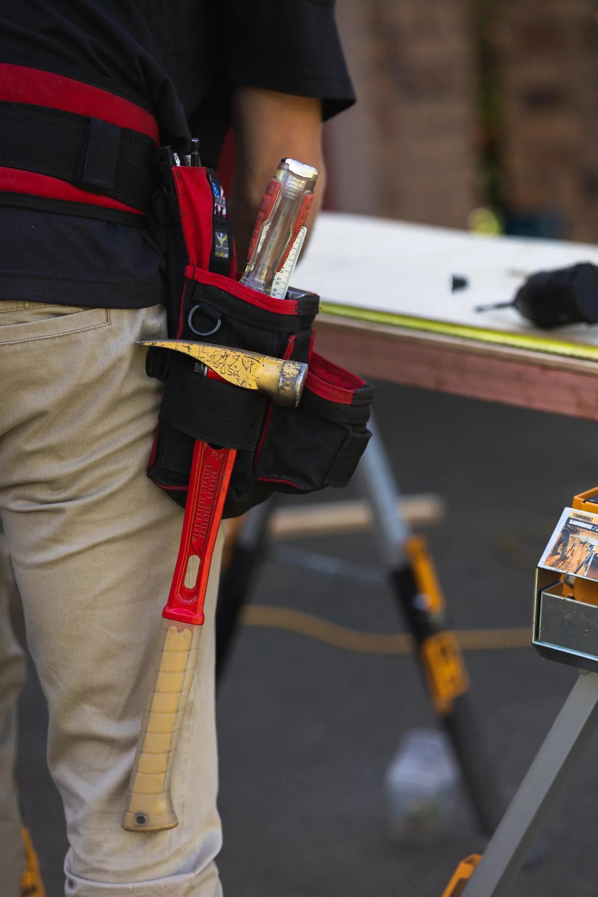 Martinez Padded Tool Belt - Black & Red - Size Medium