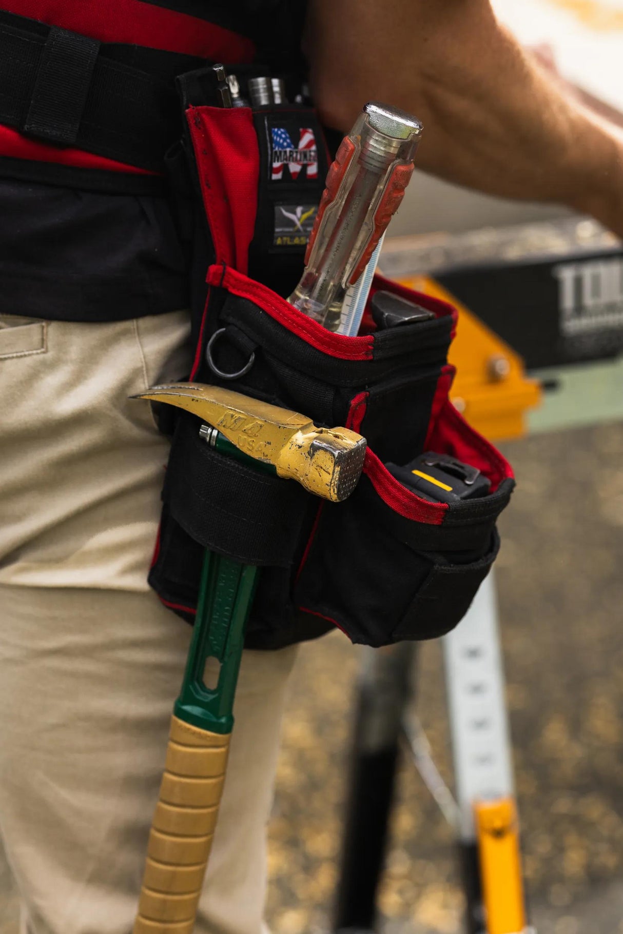 Martinez Padded Tool Belt - Black & Red - Size Medium