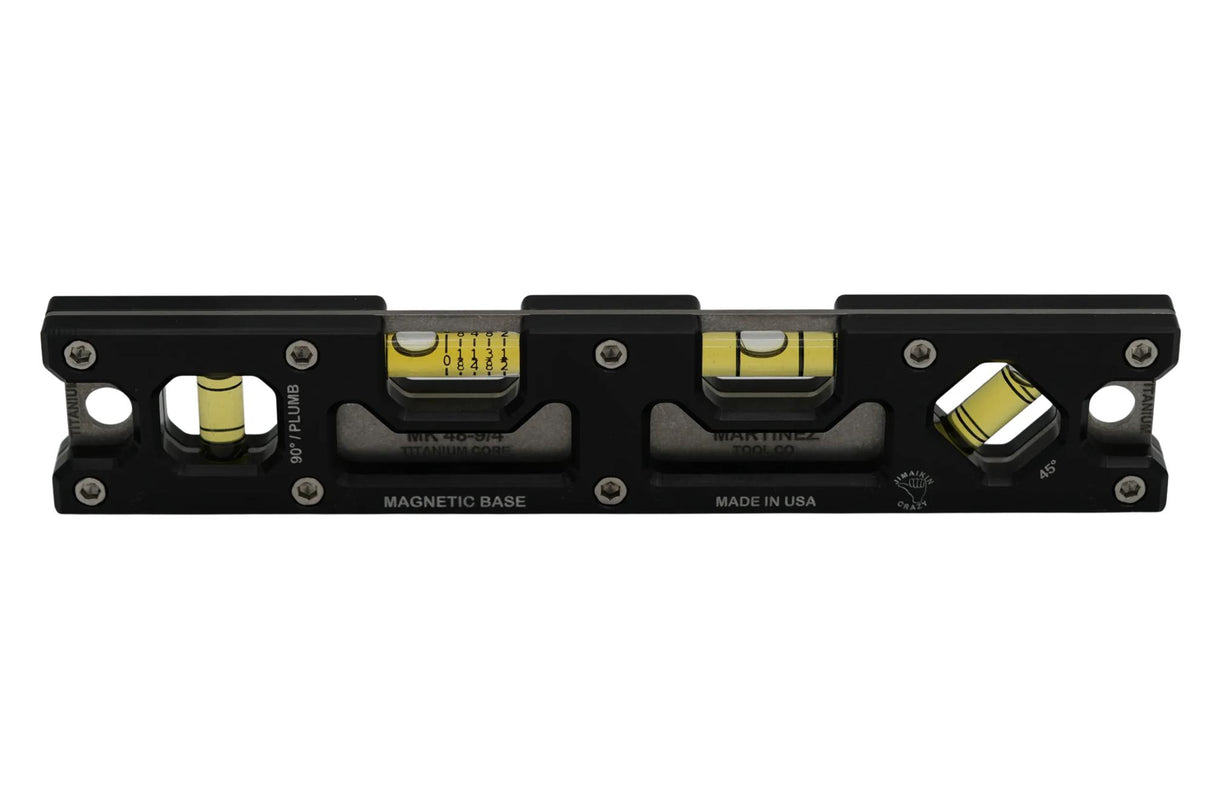 Martinez Titanium 9" Top View Magnetic Torpedo and Conduit Level - Black