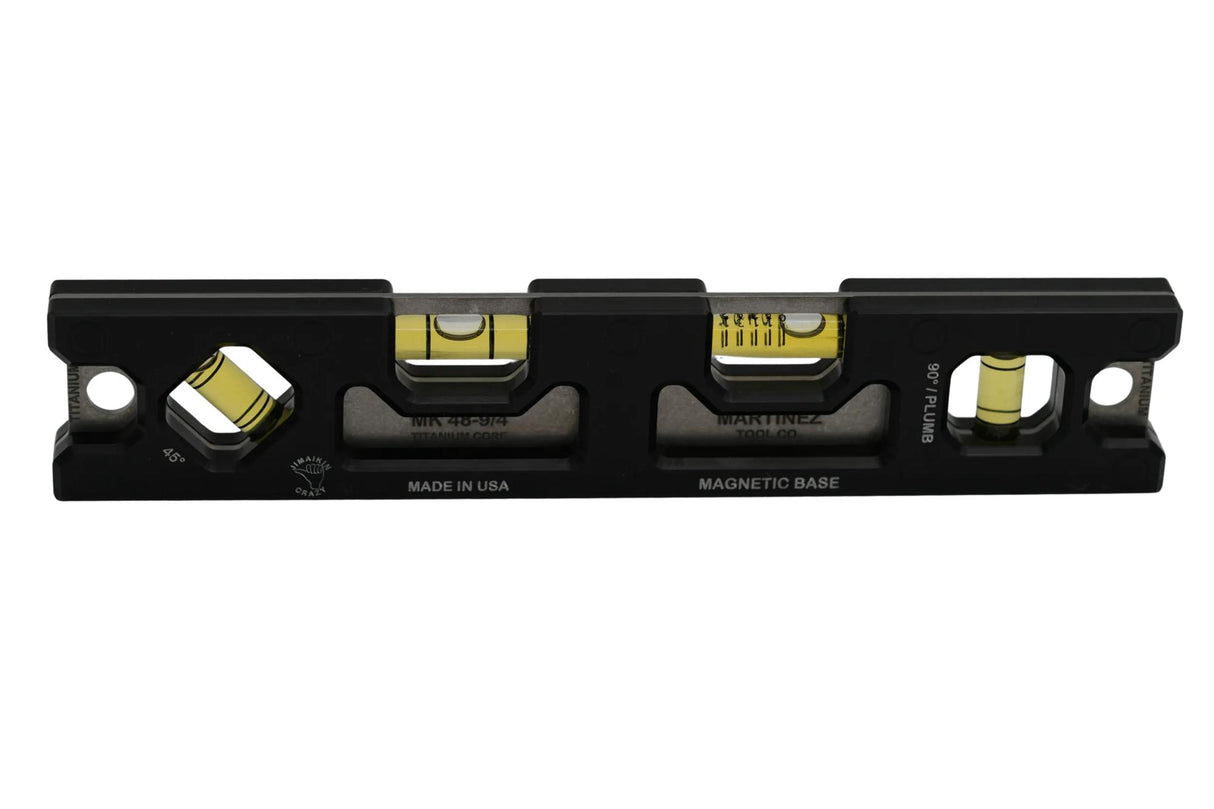 Martinez Titanium 9" Top View Magnetic Torpedo and Conduit Level - Black