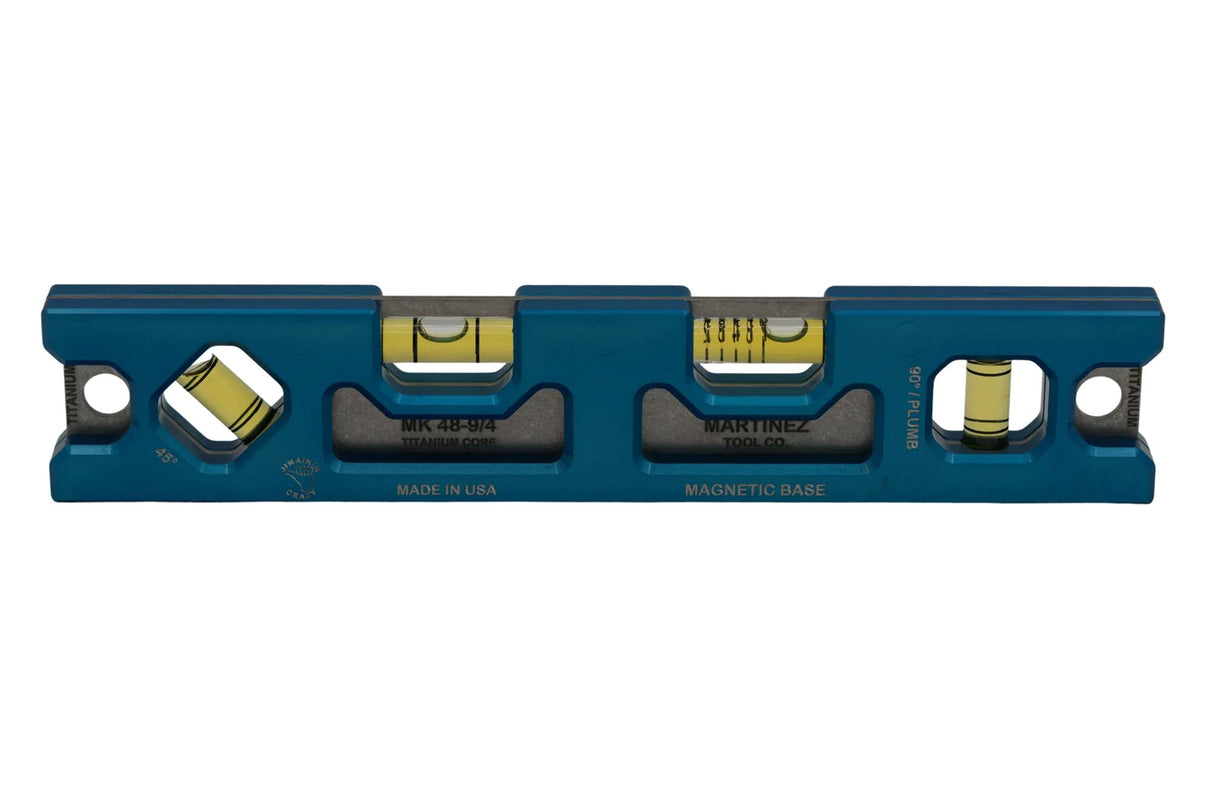 Martinez Titanium 9" Top View Magnetic Torpedo and Conduit Level - Blue