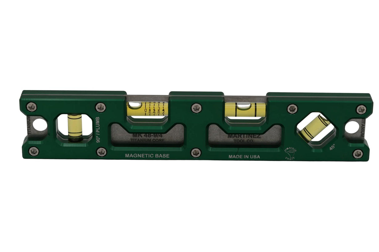 Martinez Titanium 9" Top View Magnetic Torpedo and Conduit Level - Green