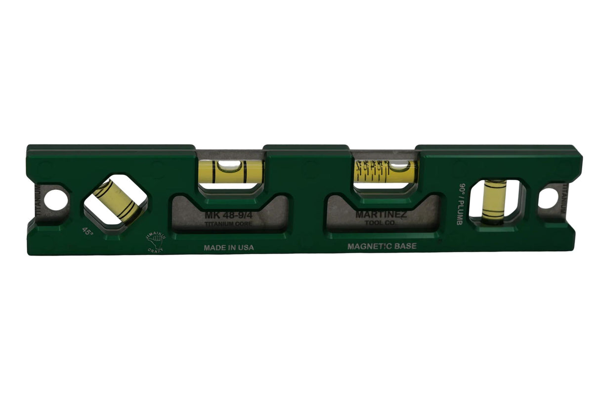 Martinez Titanium 9" Top View Magnetic Torpedo and Conduit Level - Green