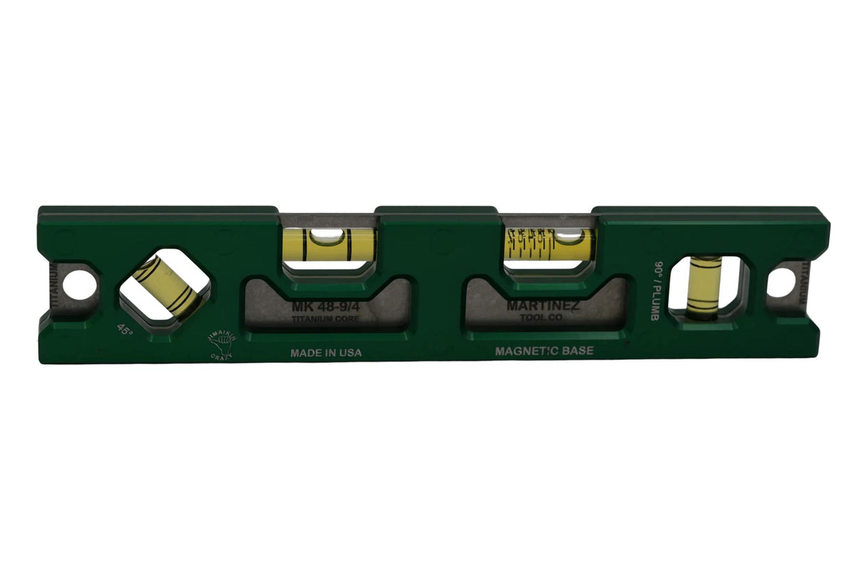 Martinez Titanium 9" Top View Magnetic Torpedo and Conduit Level - Green