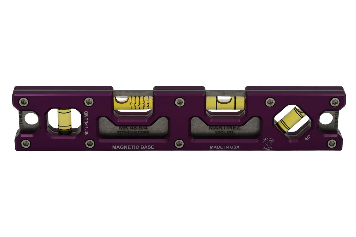 Martinez Titanium 9" Top View Magnetic Torpedo and Conduit Level - Purple