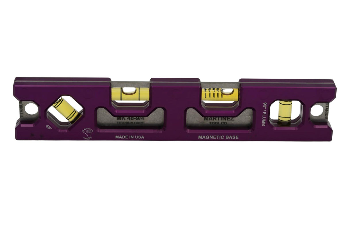 Martinez Titanium 9" Top View Magnetic Torpedo and Conduit Level - Purple