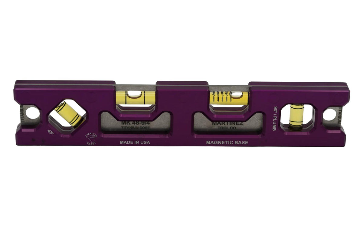 Martinez Titanium 9" Top View Magnetic Torpedo and Conduit Level - Purple