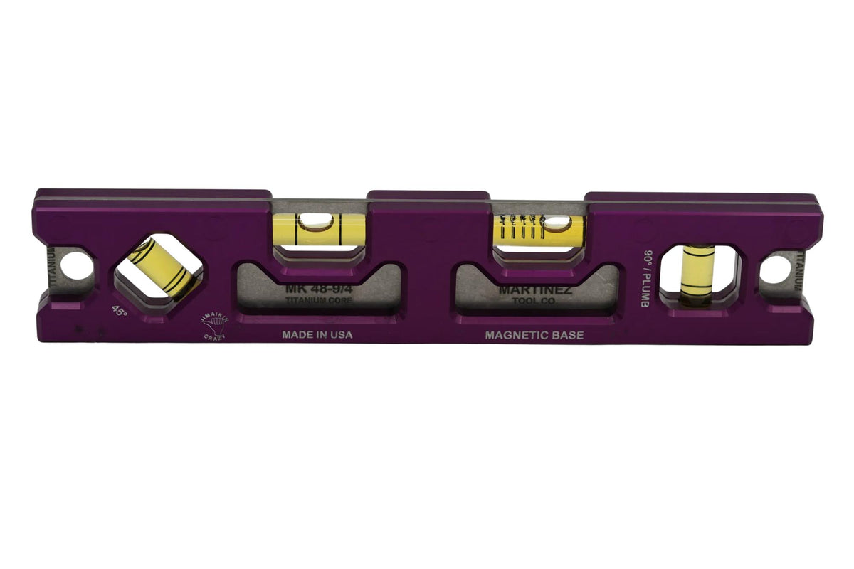 Martinez Titanium 9" Top View Magnetic Torpedo and Conduit Level - Purple