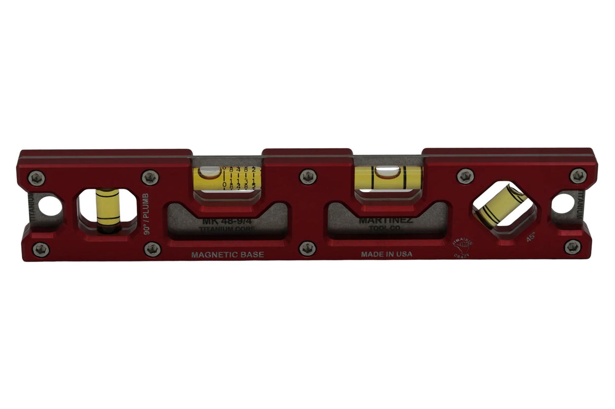 Martinez Titanium 9" Top View Magnetic Torpedo and Conduit Level - Red