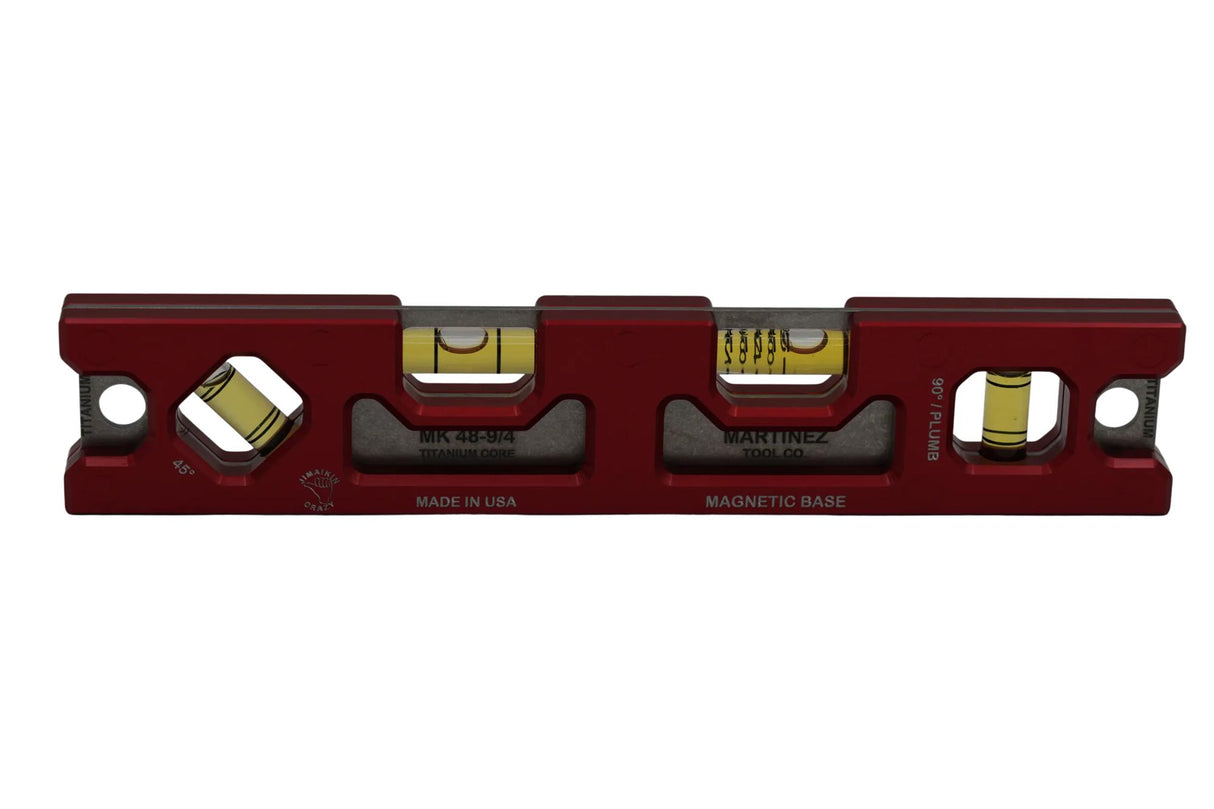 Martinez Titanium 9" Top View Magnetic Torpedo and Conduit Level - Red