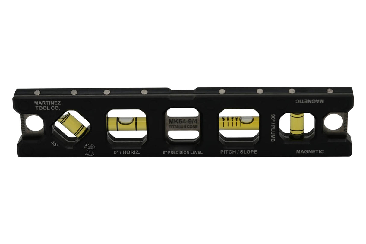 Martinez Titanium 9" V Groove Magnetic Torpedo and Conduit Level - Black