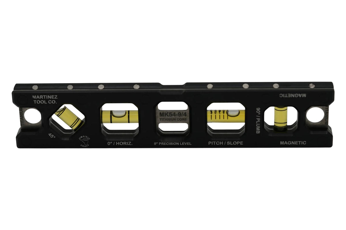 Martinez Titanium 9" V Groove Magnetic Torpedo and Conduit Level - Black