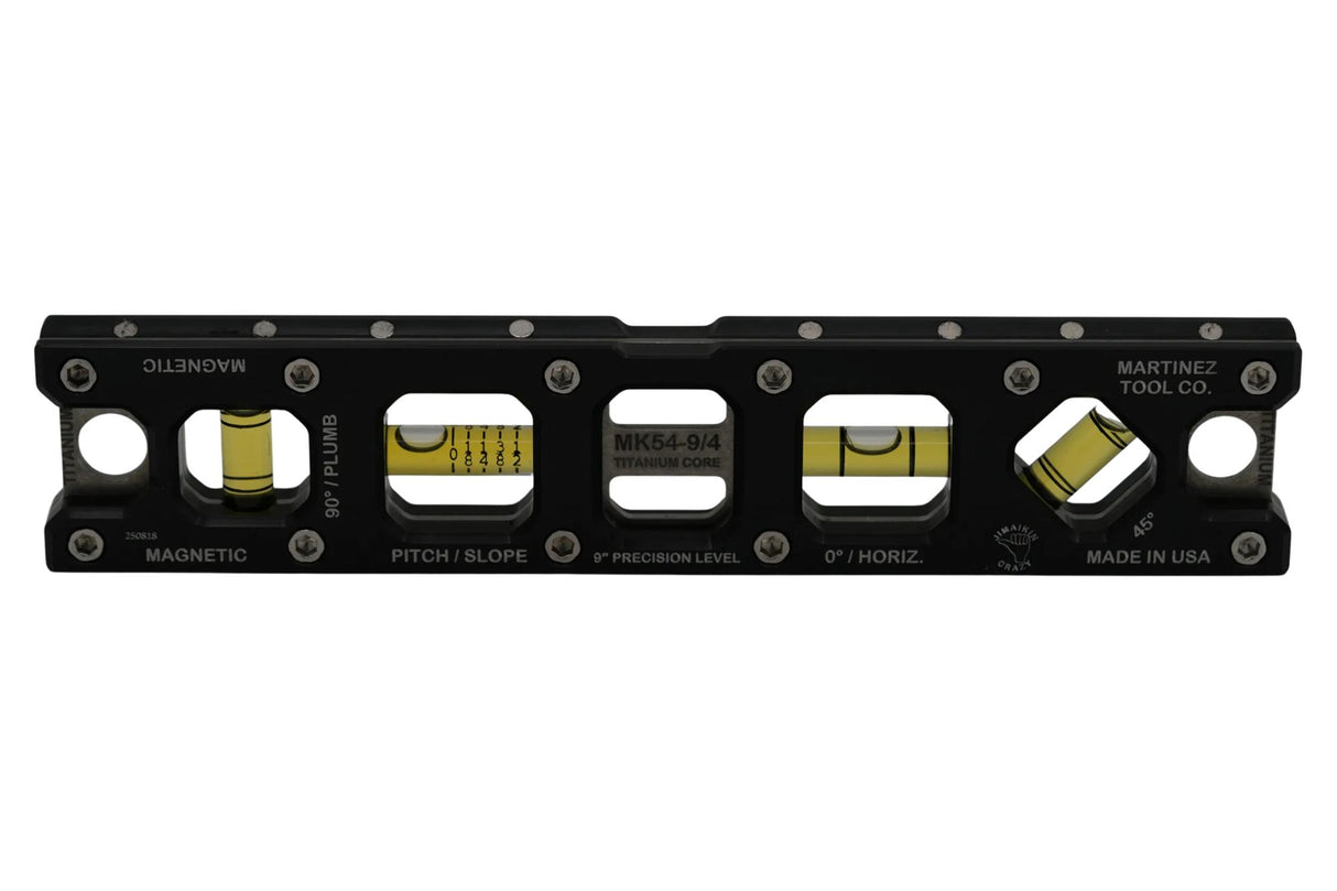 Martinez Titanium 9" V Groove Magnetic Torpedo and Conduit Level - Black