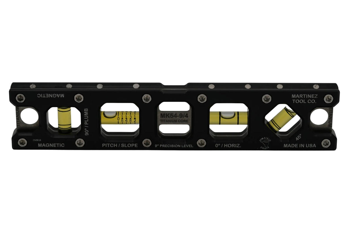 Martinez Titanium 9" V Groove Magnetic Torpedo and Conduit Level - Black