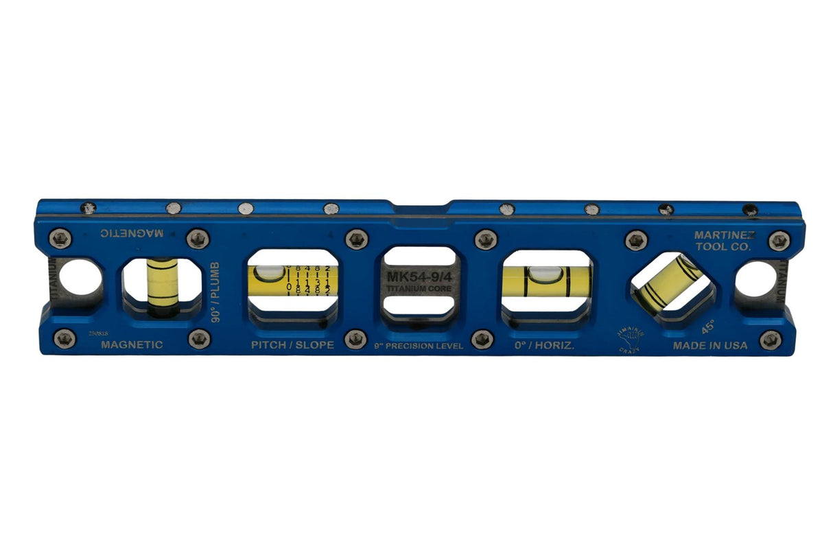Martinez Titanium 9" V Groove Magnetic Torpedo and Conduit Level - Blue