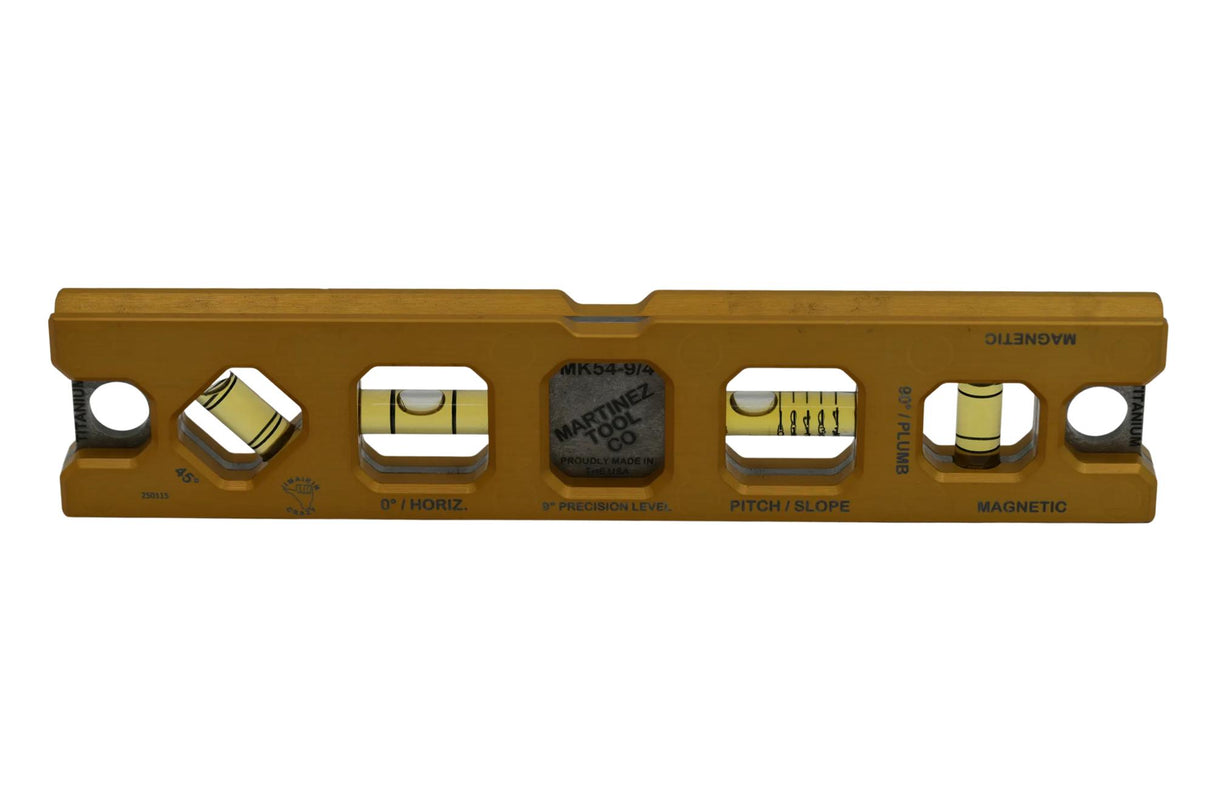 Martinez Titanium 9" V Groove Magnetic Torpedo and Conduit Level - Gold