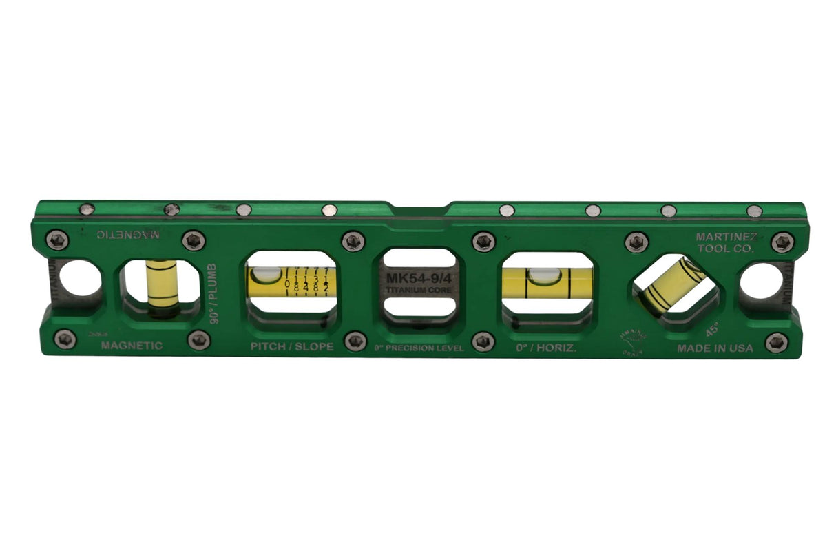 Martinez Titanium 9" V Groove Magnetic Torpedo and Conduit Level - Green
