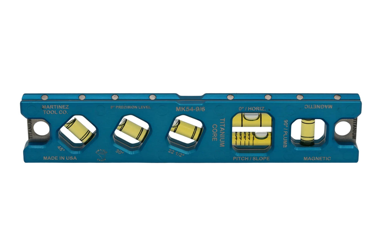 Martinez Titanium 9" V Groove Magnetic Torpedo and Conduit Level - Blue