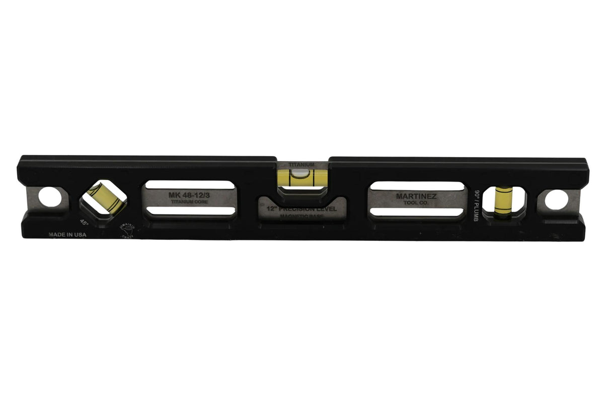 Martinez Titanium 12" Magnetic Torpedo and Conduit Level - Black