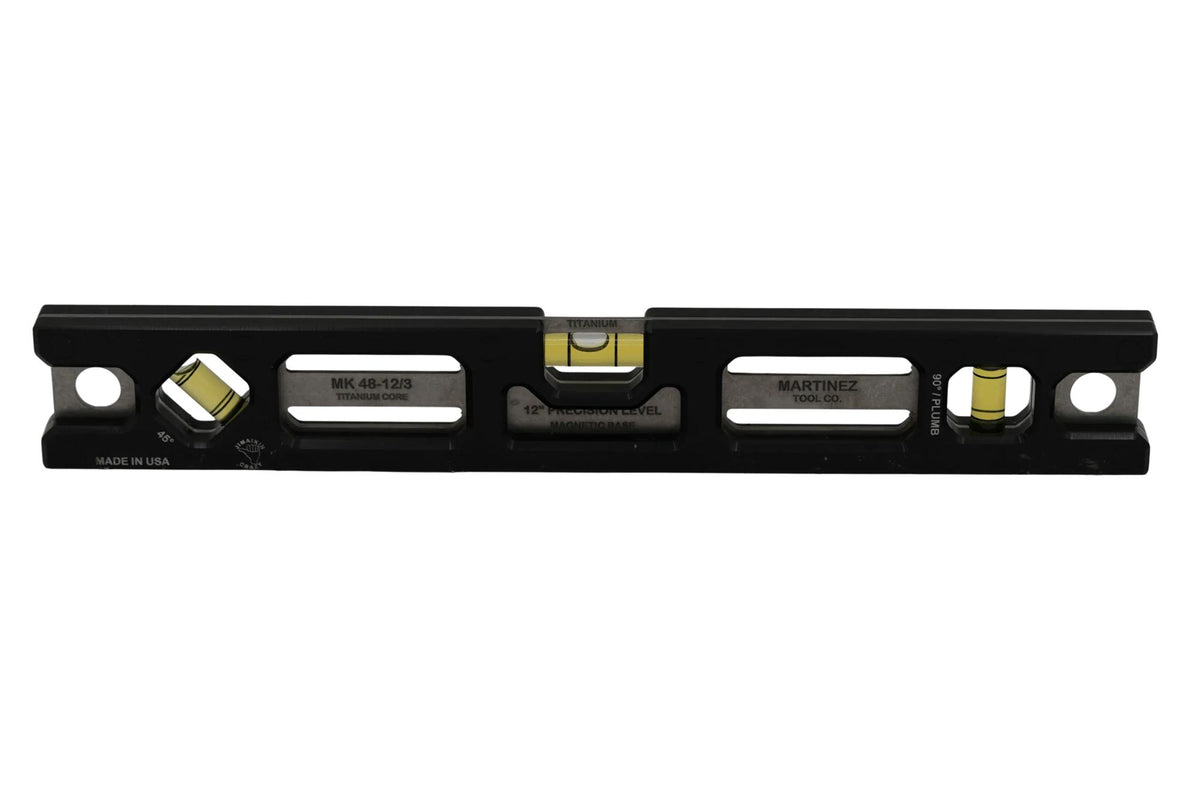Martinez Titanium 12" Magnetic Torpedo and Conduit Level - Black