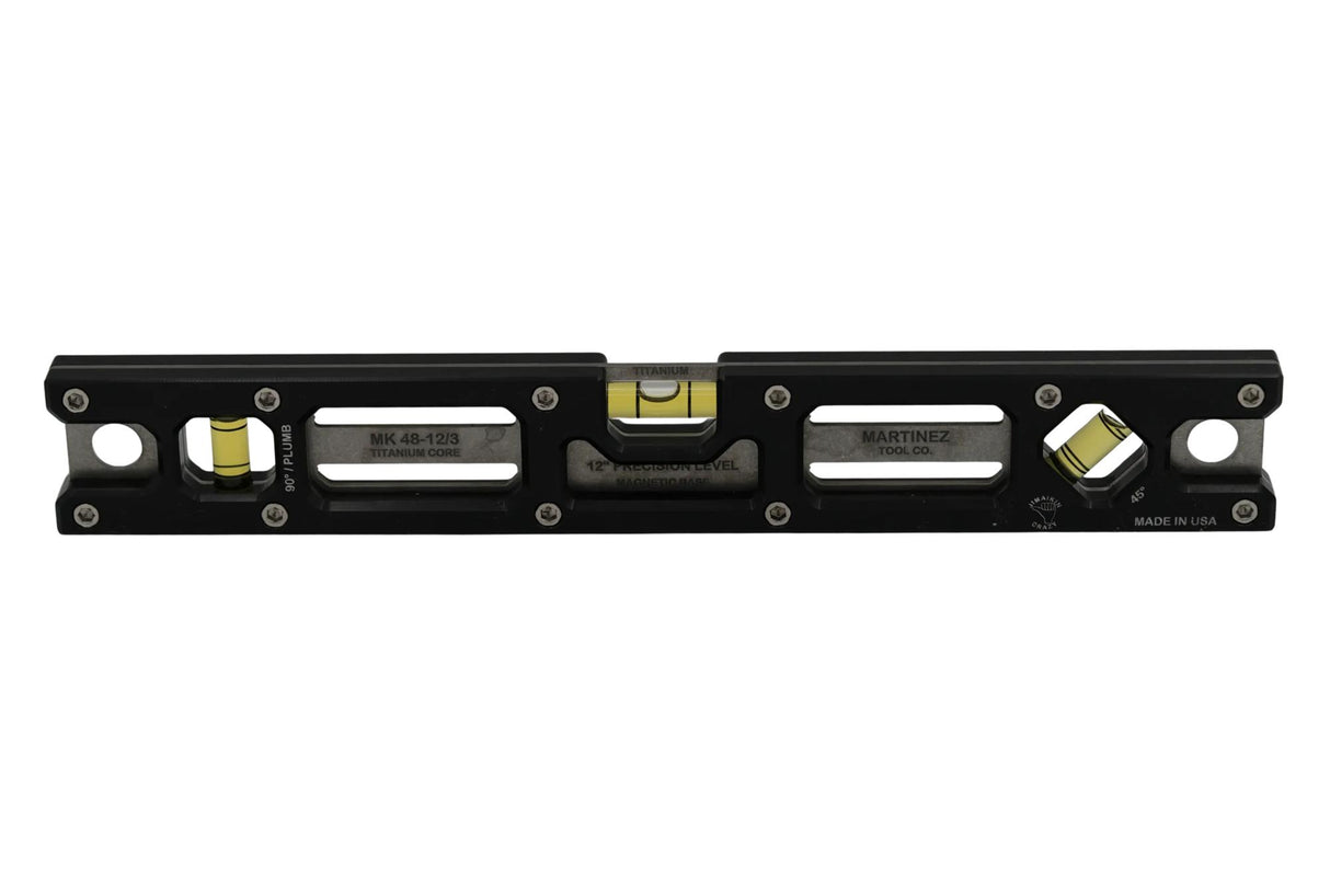 Martinez Titanium 12" Magnetic Torpedo and Conduit Level - Black