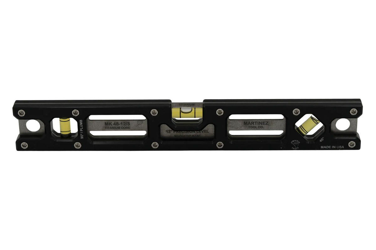 Martinez Titanium 12" Magnetic Torpedo and Conduit Level - Black