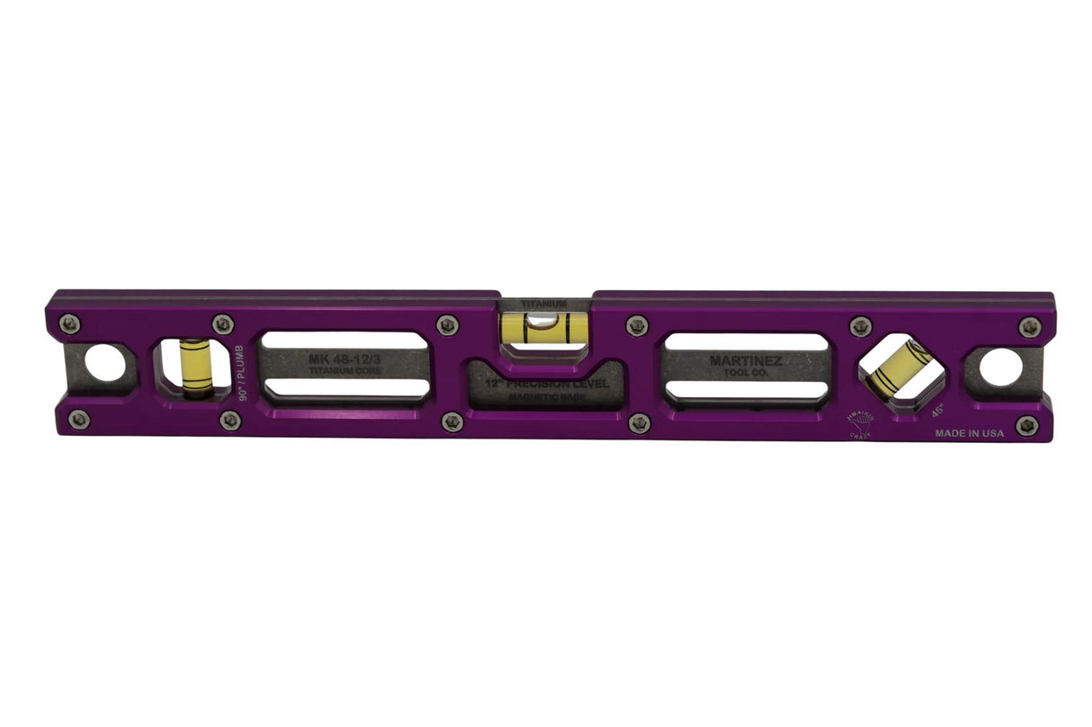 Martinez Titanium 12" Magnetic Torpedo and Conduit Level - Purple