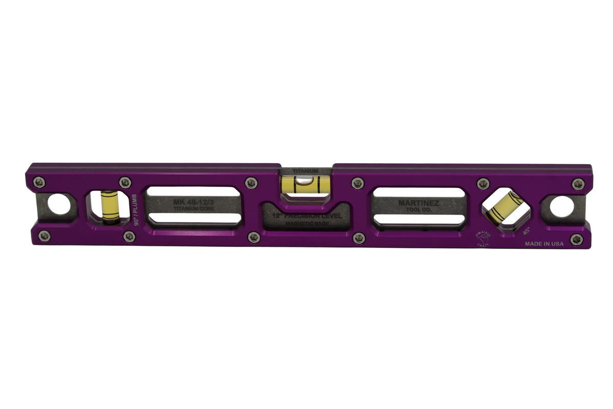 Martinez Titanium 12" Magnetic Torpedo and Conduit Level - Purple