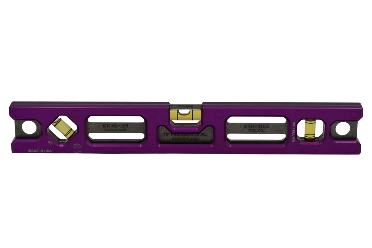 Martinez Titanium 12" Magnetic Torpedo and Conduit Level - Purple