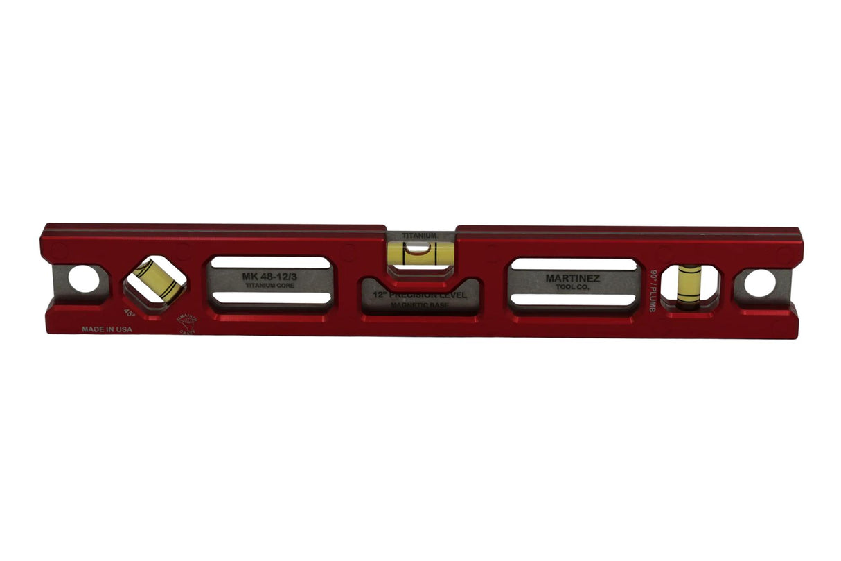 Martinez Titanium 12" Magnetic Torpedo and Conduit Level - Red