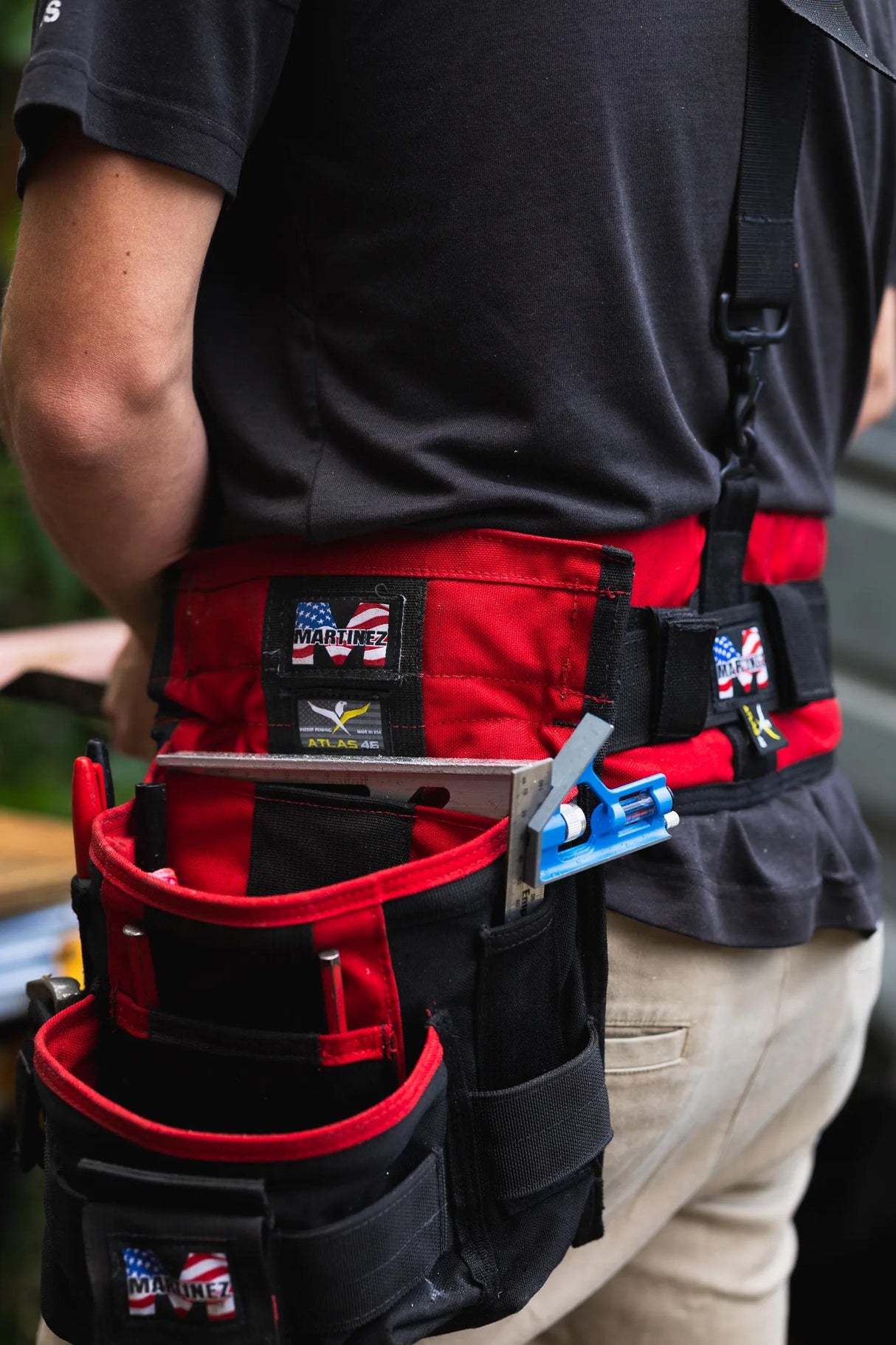 Martinez Padded Tool Belt - Black & Red - Size Extra Large