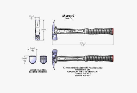 M4 Finish Head Installed on M1 Framing Handle with Straight Grip