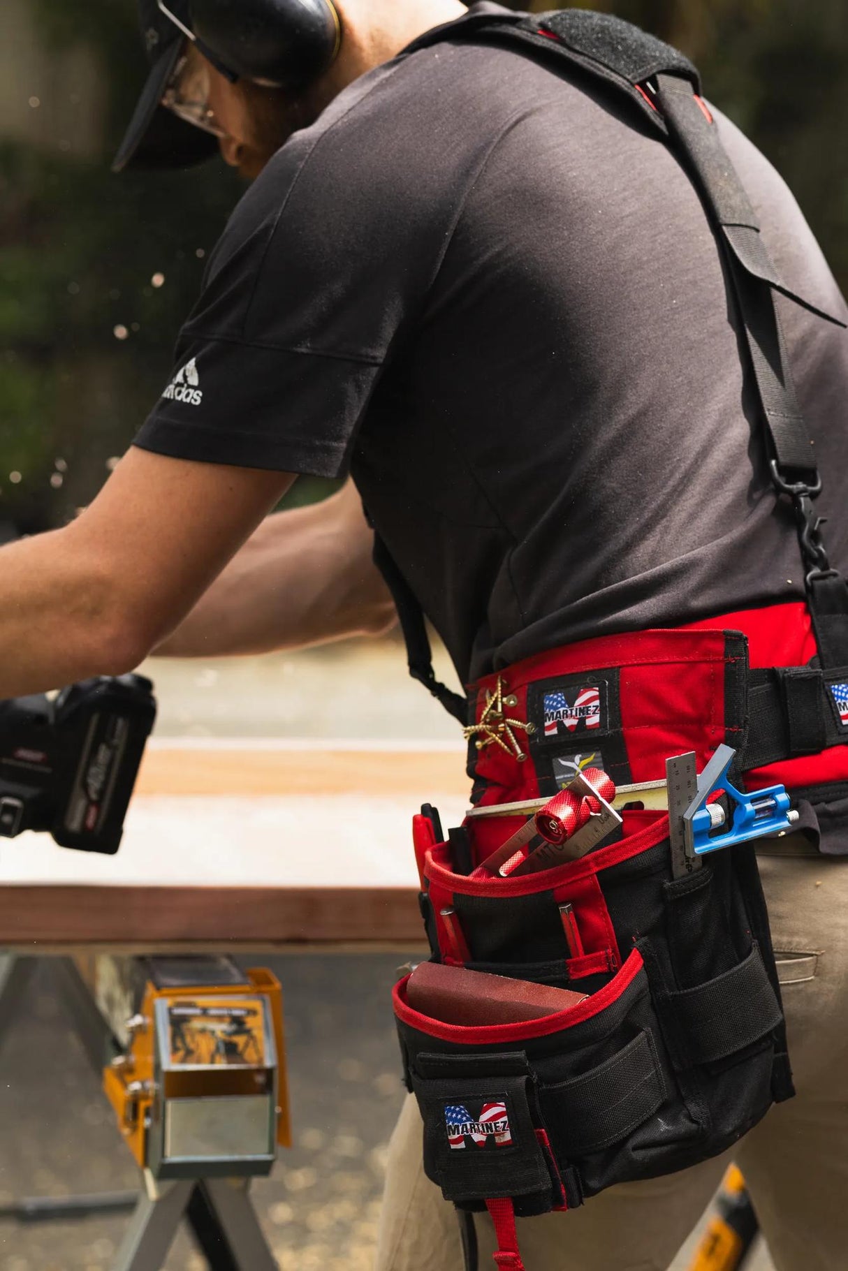 Martinez Padded Tool Belt - Black & Red - Size Large