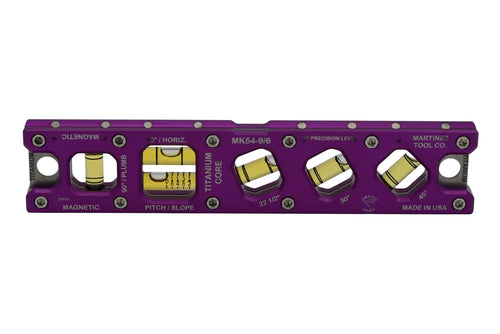 Martinez Titanium 9" V Groove Magnetic Torpedo and Conduit Level - Purple