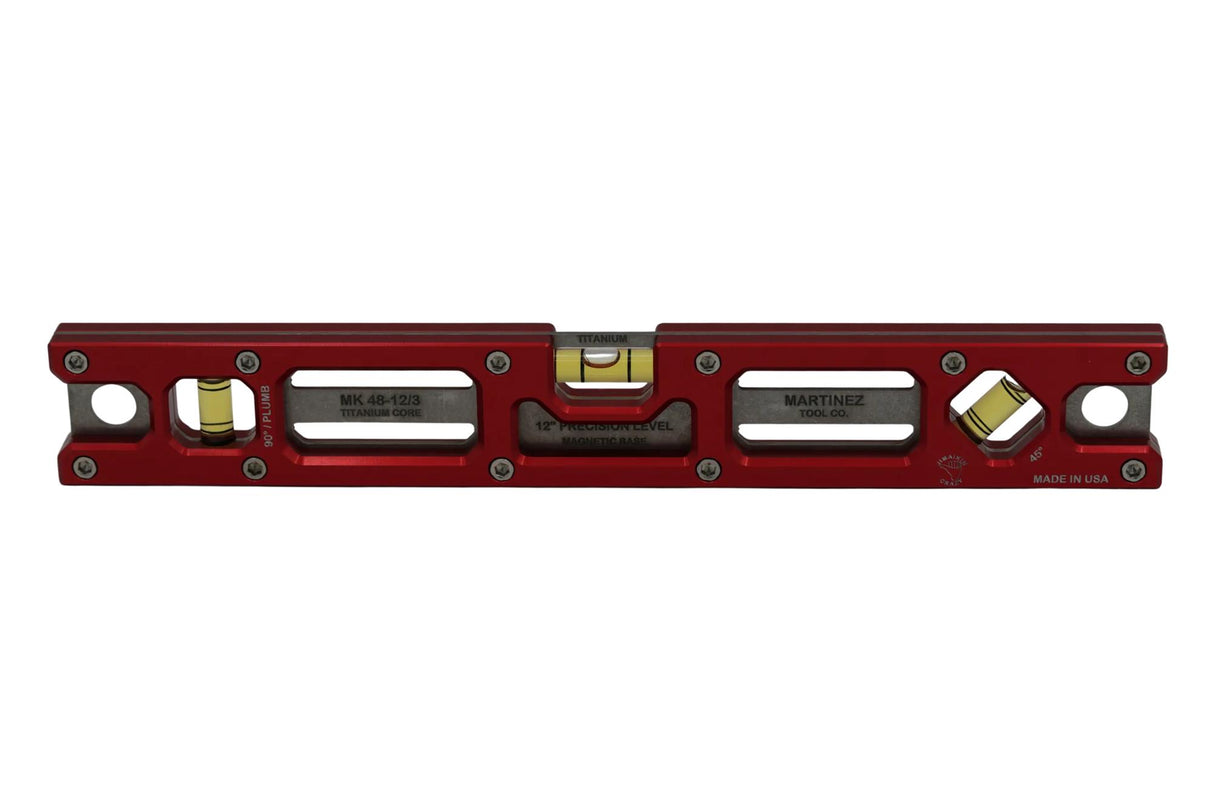 Martinez Titanium 12" Magnetic Torpedo and Conduit Level - Red