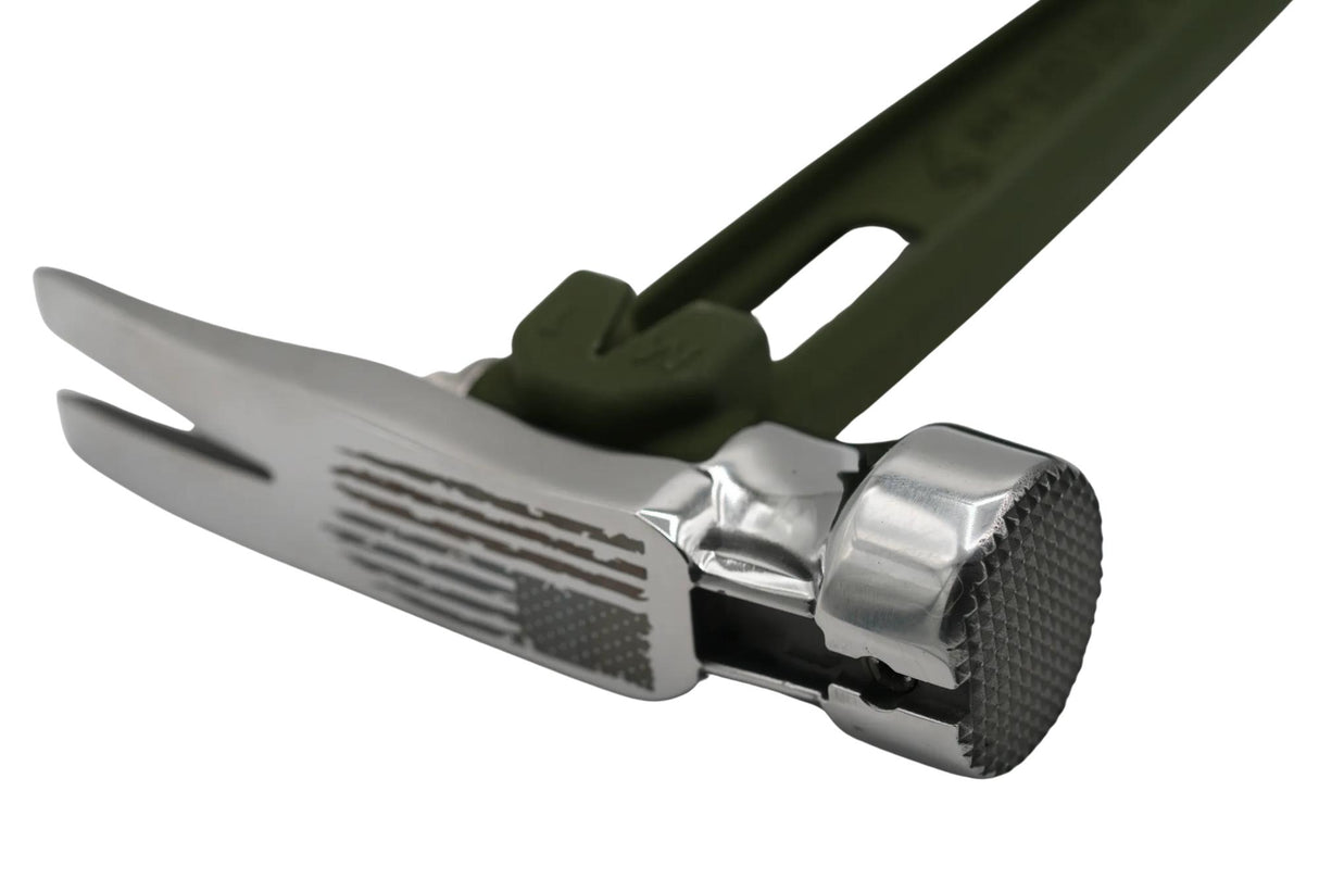 Reaper Carc Green 15oz M1 Polished Milled Etched American Flag Face Titanium Framing Hammer