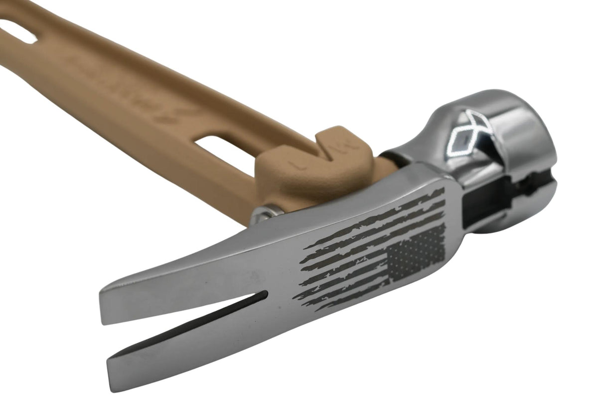 Reaper Sand 15oz M1 Polished Milled Etched American Flag Face Titanium Framing Hammer