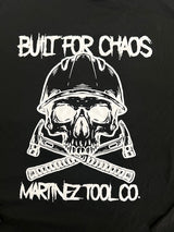 Built For Chaos Long Sleeve Active Wear T Shirt.  Martinez Flag M Logo On Left Front Chest and Built For Chaos Logo On Back